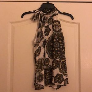 Bow tie high neck tank top